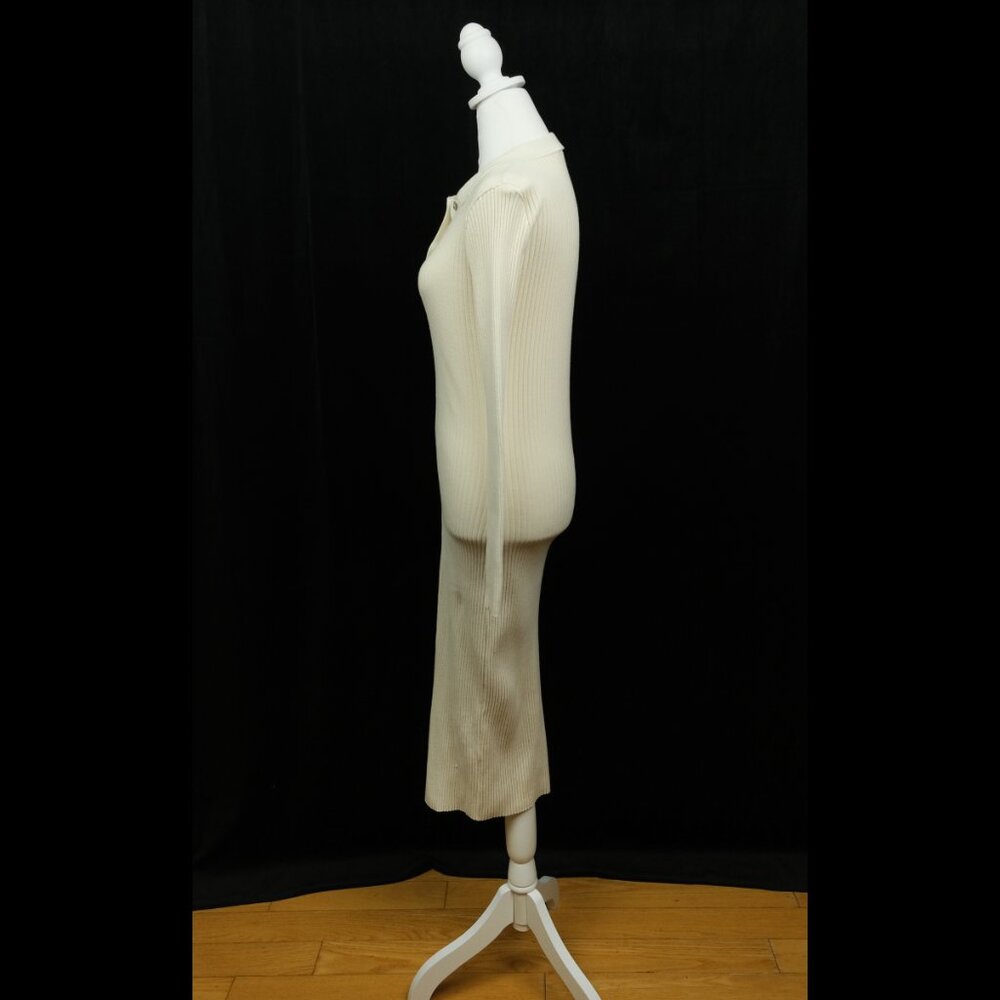 Zara Ribbed Dress With Buttons. White, size S - Picture 5 of 7